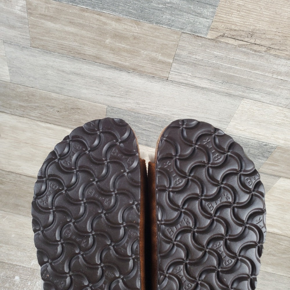 Birkenstock Arizona Womens Slides Sandals Sz 5 Narrow Mink Shearling Suede - Picture 11 of 12